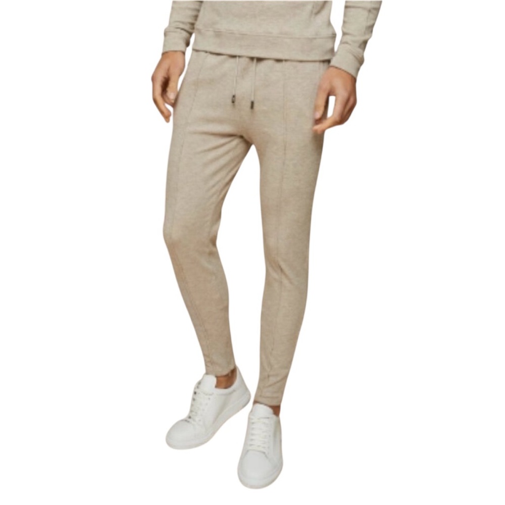 RAITH Men’s Oatmeal Soho Zip Ankle Drawstring Waist Casual Jogger Pants-Size XXL